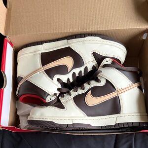 Nike High-Top Sneakers in Cream, Dark Brown & Peach